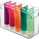 iDesign Slim Clear Plastic Bathroom Storage Bin, Tall Narrow Organizer for Lotions, Creams, and Toiletries