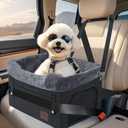 PetsHome Dog Car Seat for Small Dogs, Detachable Washable Pet Booster Seat with Storage Pocket, Breathable Mesh, Safety Leash, Adjustable Straps for Small Pets Up to 25lbs-Black