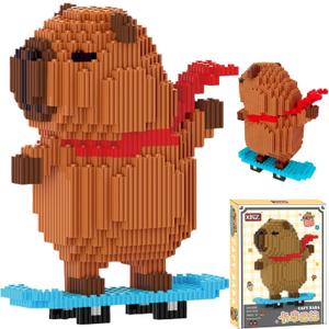 Capybara Building Blocks, 1650 PCS Capybara Mini Building Block Sets, Capibara Micro Building Blocks with Skateboard, Party Favors Birthday Gifts for Adults