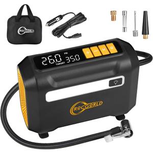 R8 Tire Inflator Portable Air Compressor, DC 12V Portable Air Compressor with Large Dual Digital Screen, 3X Faster Inflation Portable Air Pump for Car Tires, Bike, Motor - Car Accessories (Yellow)