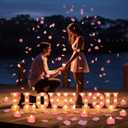 I Love You Light up Letter with 24 LED Heart Flameless Candle 2000 Fake Rose Petals Proposal Decoration Romantic Special Night for Anniversary Wedding Engagement Birthday Party(Pink)