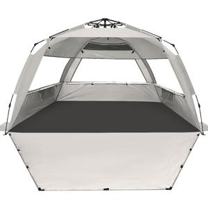 WhiteFang Deluxe XL Pop Up Beach Tent Sun Shade Shelter for 3-4 Person, UV Protection, Extendable Floor with 3 Ventilating Windows Plus Carrying Bag, Stakes, and Guy Lines (Baby's Breath)