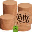 60 PCS Cork Coasters for Laser Engraving, GOH DODD Thicken Absorbent Mats Blank Coasters Bulk Tabletop Protection Plant Saucers for Drinks Wood Burning Arts Crafts DIY Resin Gifts, 4 Inch, Round