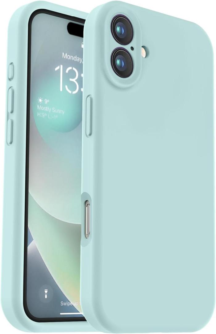 Vooii Compatible with iPhone 16 Case, Liquid Silicone Upgrade [Camera Protection] [Soft Anti-Scratch Microfiber Lining] Shockproof Phone Case for iPhone 16 6.1 inch - Mint