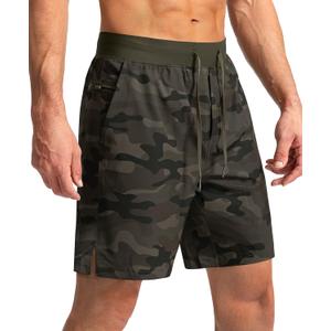 Soothfeel Men's Running Shorts with Zipper Pockets 9"/ 7"/ 5" Lightweight Basketball Gym Workout Athletic Shorts (L)