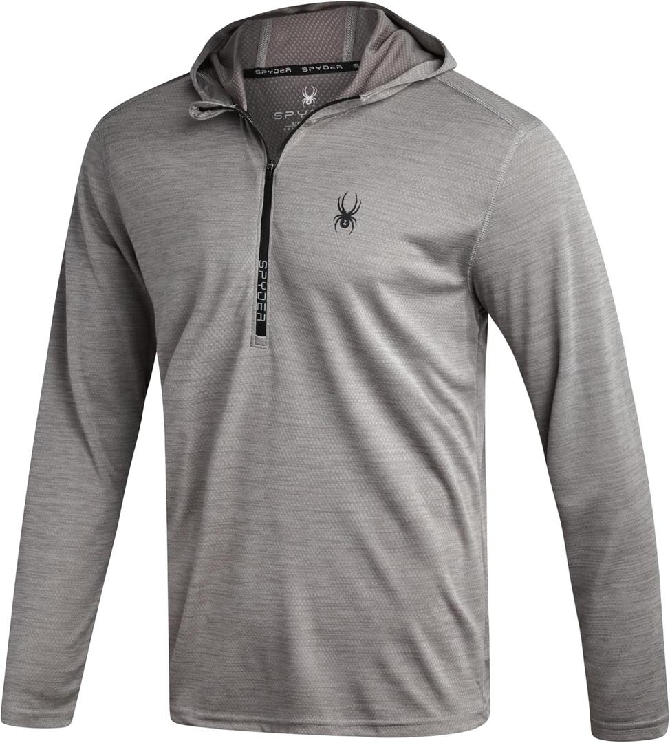 Spyder Mens Quarter Zip Pullover Sweatshirt - Lightweight Performance Fleece Dry Fit Quarter Zip Hoodie Sweatshirts for Men (X-Large, Grey)