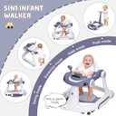 Baby Walker with Wheels, 5-in-1 Foldable Infant Toddler Walker for Boys Girls 6-18 Month, Music Walker for Baby with Car Steering Wheel &Removable Footrest,Baby Push Walker Dark Blue