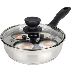 MARSKITOP Egg Poacher Pan Nonstick 4 Eggs, Poached Egg Pan Stainless Steel Poached Egg Cooker, Egg Poaching Pan PFOA Free, Poached Egg Maker with Nonstick Poached Egg Cups