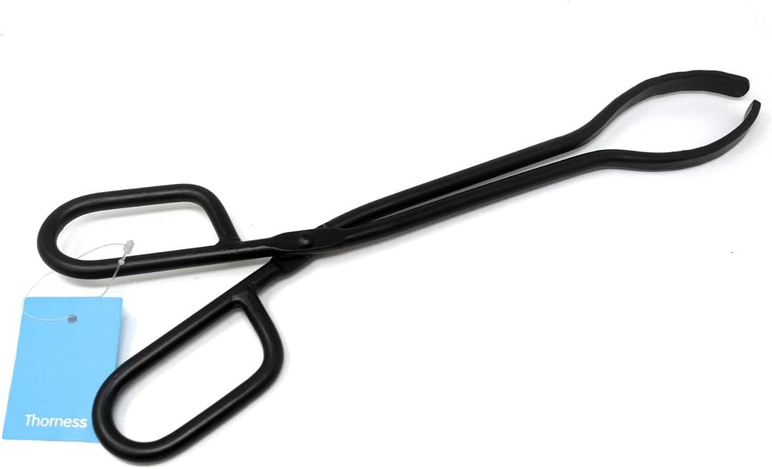 Black Heavy Duty Cast Iron Fire Place Log Tongs for Indoor Fire/Fire Pits Accessories/Tongs for Outdoor Stove/Long Logs Tweezers/Firewood Tongs/Campfire Tongs
