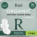 Rael Pads for Women, Organic Cotton Cover - Period Pads with Wings, Feminine Care, Sanitary Napkins, Heavy Absorbency, Unscented (Large, 36 Count)