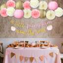 Pumpkin Fall Thanksgiving Baby Shower Decoration 15 Pcs a Little Pumpkin is on The Way Banner Tissue Pom Poms Paper Lantern Fan for Birthday Baby Shower Gender Reveal Party Decor(Pink)