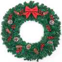 24 Inch Christmas Wreath for Front Door - Farmhouse Holiday Decor for Indoors and Outdoors, No Light
