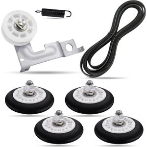 DLE3170W DLE2516 Dryer Drum Roller Repair Kit-Fit for LG DLE0442W DLE2301R DLEX8100V DLG7201WE DLE2250W DLE2101W DLE2240W, with 4581EL2002C Rollers(4-Pack), 4400EL2001A Belt, 4561EL3002A Idler Pulley