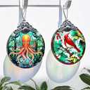 Stained Glass Christmas Ornament, Jocidea Christmas Decorations, Cardinal Christmas Tree Ornament, Holiday Decor and Xmas Gifts Ideas