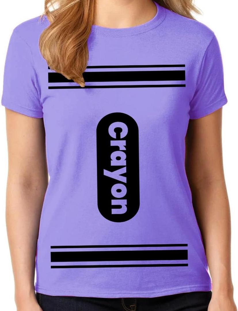 Womens Crayon Shirt Halloween Costume t Shirt Ladies and Girls Fit Adult Size | Cool Shirt idea | Graphic Tee Teens and Adult (X-Large, Periwinkle)