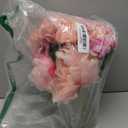 Hollyone Artificial Flowers Arrangements in Vase Pink Peonies and Hydrangea with Faux Water Faux Peony Hydrangea Flowers Silk Hydrangeas Fake Flower with Vase for Table Centerpiece Shelf Home Decor