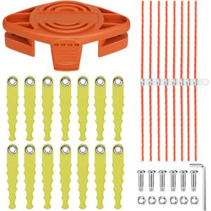 WA0010 Polycarbonate Replacement Head Compatible with WORX WA0004 WG154 WG163 WG160 WG180 WG175 WG155 WG151 String Trimmers,with 14 Pack Quickload Blades & 8 Pack 0.11" Flexible Line (30 Pack)