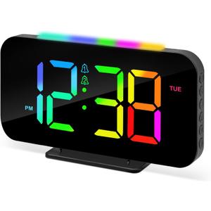 Digital Alarm Clocks for Bedrooms, Large Display Dual Alarm 12/24Hr and Snooze Simple Loud Digital Clock for Heavy Sleepers Adults Teens with Night Light, Adjustable Volume, USB Charger (Black)