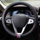 Car Steering Wheel Cover for BMW X3 X5 X7 3 5 Series 328i 528i 535i 530i 540i 320i 330i 325i X1 X2 X4 X6 1 2 4 6 7 8 Series e90 e60 f30 Accessories, 2026 Leather Black (Red Blue)