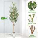 7FT Artificial Olive Tree - Indoor Tall Faux Olive Trees with Planter, Large Fake Olive Silk Tree Realistic Olive Plants with Branches and Fruits for Home Decor Office Living Room