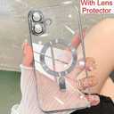 Magnetic Case for iPhone 16 6.1" Compatible with MagSafe Full Camera Lens Protection, Clear Luxury Cover Soft TPU Bumper Drop Protective Case for 2024 Women Girls Men, Silver