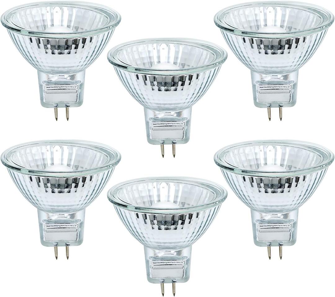 MR11 Type Halogen Light Bulb Down Reflector Spot Lamp 20 Watt 12V 2 Pin Oven Hood Range Lighting High CRI Bright Kitchen 45 Beam Warm White 20W GU4 Dimmable Replacement GL Fiber Optic BAB C I 6 Pack