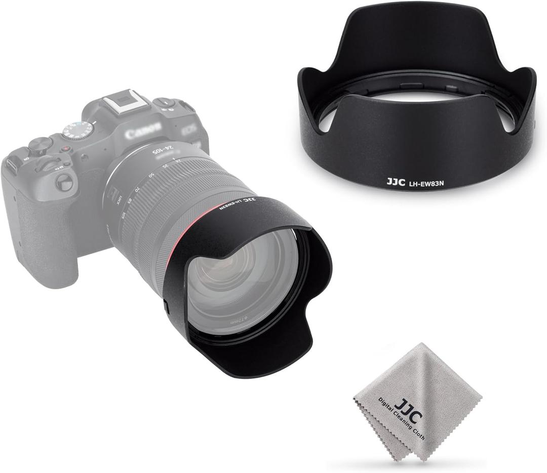 JJC EW-83N Reversible Lens Hood Shade for Canon RF 24-105mm F4L is USM Lens Replace EW-83N Lens Hood, Compatible with 77mm Filters and 77mm Lens Cap