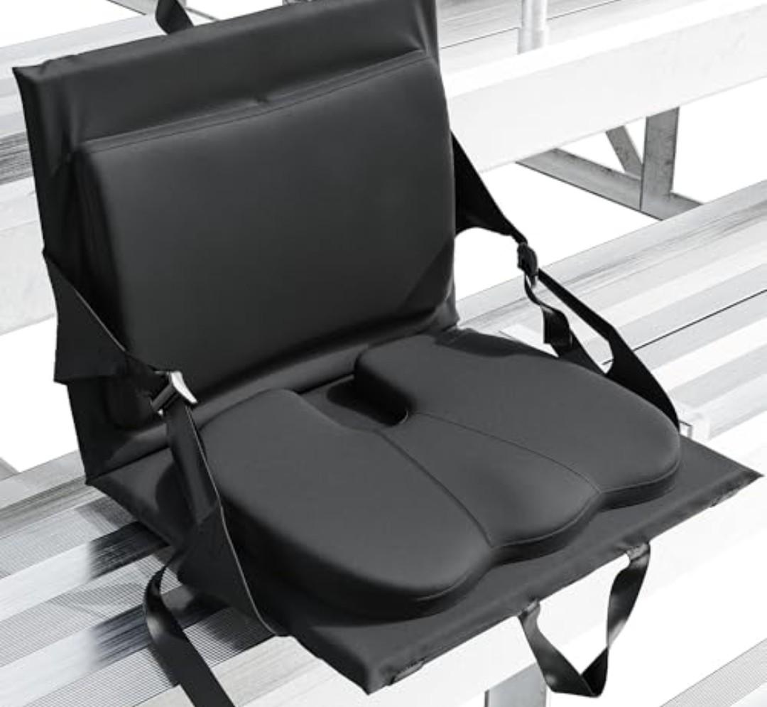 Everlasting Comfort Stadium Seats with Back Support - Adjustable Memory Foam Bleacher Chairs with Back and Cushion, Portable, Easy Folding Stadium Seat Cushion with Storage Pocket