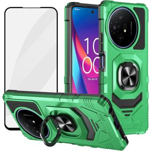 Ailiber for TCL 60 XE 5G Case with Screen Protector, TCL 60 XE NxtPaper Kickstand Case, for Magnetic Car Mount, Heavy Duty, Rugged Shockproof Protective Cell Phone Cover-Green