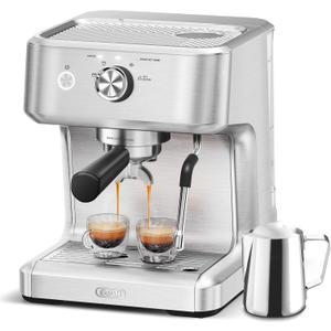Gevi 58mm Commercial Grade Espresso Machine with PID Temp Control, Adjustable Shot/Temp, Powerful Steam Wand & Barista Kit - Ideal for Home & Caf (EzBru 1000)