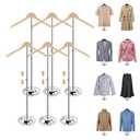 Fumingpal 20-35 Inch Height Adjustable Shirt Display Stand, T Shirt Display Stand for Vendors, Shirts Rack for Clothing Dress Garment Coat Retail (Wooden-primary color, 6 Pcs)