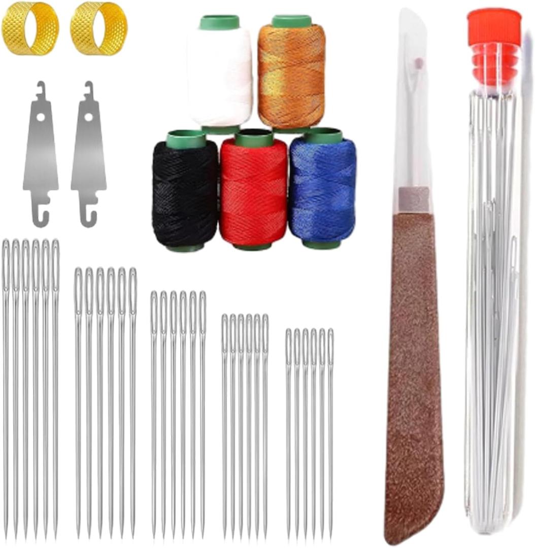 8 x 36 PCS Premium Steel Needles Set, Big Eye Steel Sewing Needles Kit for Hand Sewing, Threader & Needle Repair Kit Stainless Steel Needle for Crafts, Repair, Quilting | Beginner-Friendly (1Set)