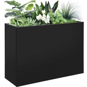 Metal Planter Box 36"x24"x12", Heavy Duty Galvanized Steel Planter Cube, Large Outdoor & Indoor Plant Container, Black Powder Coating Square Garden Box for for Commercial and Residential Use