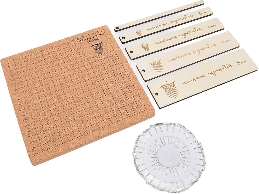 Macrame Board and Pins Kit, Macrame Project Supplies Tools with T Pins Double Sided Grids for Braiding Cording Bracelet