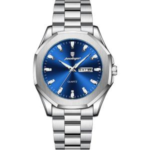 Poedagar Luxury Casual Men Wristwatch Waterproof Luminous Week Date Man Watch Stainless Steel Fashion Sport Quartz Men's Watches