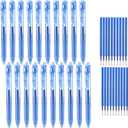 Aozora Blue Gel Pens Fine Point Smooth Writing Pen 40 Pack Retractable Blue Gel Ink Pen with Soft Grip 0.5mm Quick Dry Office School Supplies(20 Pens with 20 Refills)