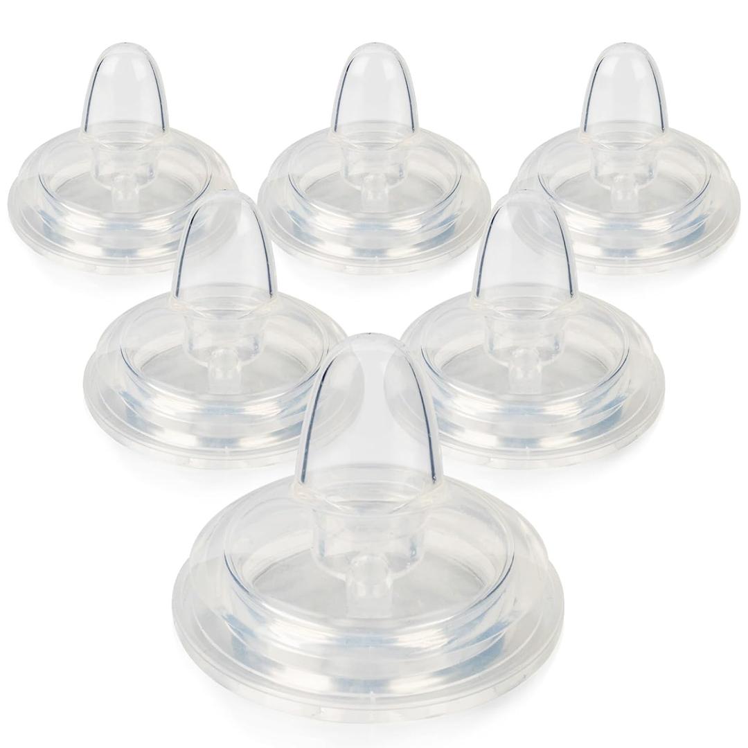 Sippy Spout Nipples for Dr. Brown's Wide-Neck Baby Bottles and Sippy Spout Bottles, Variable Flow, Silicone Conversion Nipple,6+ Months,6 Count