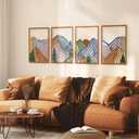 Glamativity 4 Pcs Colorful And Black Double-Sided Abstract Mountain Metal Wall Art , Mountain Line Art Dcor, 3D Textured Minimalist Wall Decor, Rustic Nature Wall Dcor for Living Room Bedroom Study (Mountain, M Size 17 x 12'')