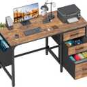Lufeiya Computer Desk with File Drawers Cabinet, 47 Inch Reversible Home Office Desks with Fabric Filing Cabinet for Small Space, Study Writing Table PC Desks, Rustic Brown (46.6")