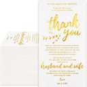 Waline Gold Foil Thank You Disposable Paper Napkins - 3 Ply Wedding Dinner Hand Napkin Towel for Bride Shower Anniversary Party Supplies, 80Pcs