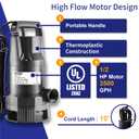 WASSERMANN 1/2HP Water Pump,3500GPH Submersible Thermoplastic Utility Pump with 10 FT Power Cord,Electric Portable Transfer Clean/Dirty Sump Pump for Swimming Pool Tubs Garden Ponds Draining