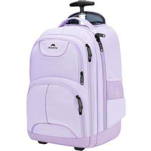 MATEIN Rolling Backpack for Women, 17 Inch Travel Laptop Backpacks with Wheels, Waterproof Large Roller Carry On Luggage Wheeled, Trolley Overnight Suitcase Business Computer Bag, Purple