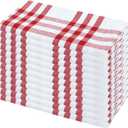 PurpleEssences Homestead Plaid Cloth Napkins - Mitered Corners - Christmas Holiday Winter - Check Dinner Napkin - Set of 12-100% Cotton - 18x18 Inch - Reusable Washable - Red and White