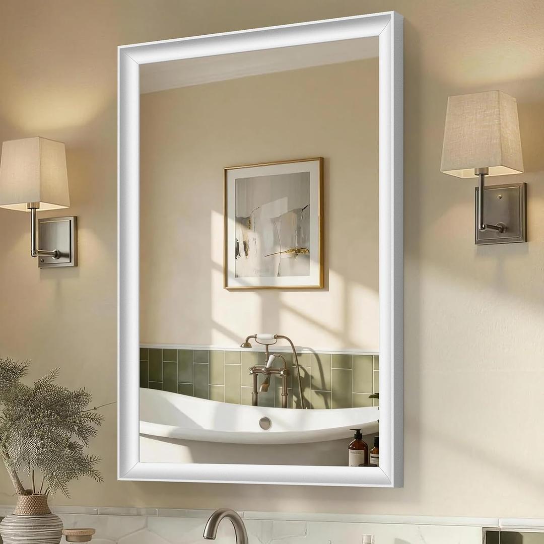 24x36 Inch White Bathroom Mirrors for Over Sink
Aluminum Framed Rectangle Bathroom Vanity Mirror for Wall, Anti-Rust, HD Tempered Glass, Modern, Horizontal/Vertical