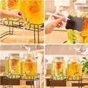 1 Gallon Glass Drink Dispensers for Parties, 2PACK Beverage Dispenser with Stand, Fruit Infuser and Stainless Steel Spigot 100% Leakproof, Beverage Dispenser for Lemonade Sun Tea