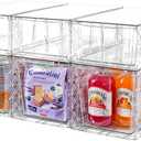 6Pack Pantry Organizers and Storage,Clear Stackable Kitchen Storage Organizer,Foods Organizer Bins with Handles, Easily Assemble for Bathroom, Kitchen, Refrigerator, Pantry, Cabinet, Closet (3 Medium + 3 Large)