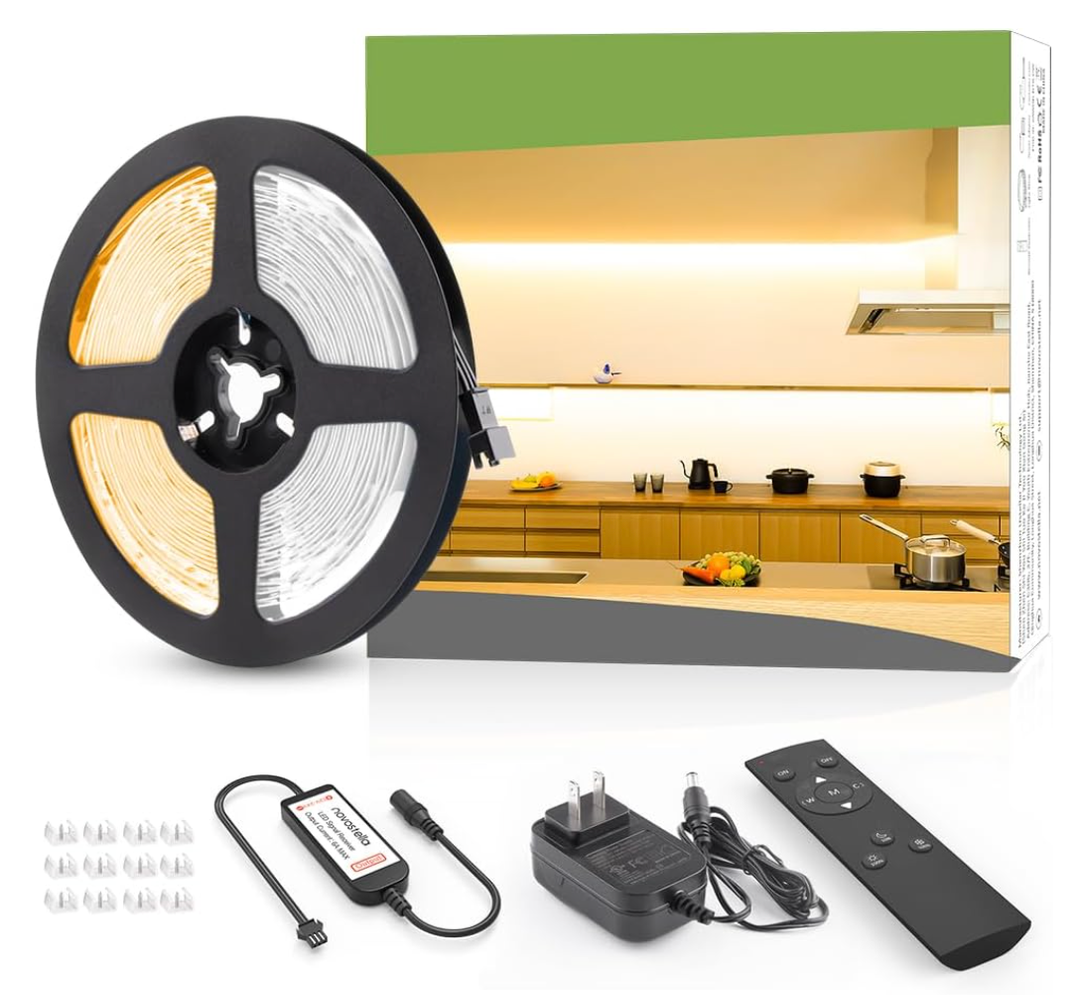 NOVOSTELLA 20ft Waterproof Tunable White LED Strip Lights, Dimmable Flexible Rope Light 3000K-6500K 12V Tape Light with Remote, Ribbon for Outdoor and Indoor Bedroom Home Mirror Kitchen Bar Cabinet