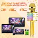 BlueFire 4 in 1 Karaoke Wireless Microphone with LED Lights, Portable Microphone for Kids, Great Gifts Toys for Kids, Girls, Boys and Adults (Gold)