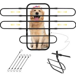Universal Fit Dog Barrier for SUV, Sedan, Truck, Front/Back Seat, Elastic 5 Ropes & Steel Hooks Firmly Fixed,42.5"62"Width Adjustable, Dog Car Barrier Follow the Seat Movement, Durable Matte Paint