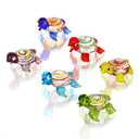 HDCRYSTALGIFTS Set of 6 Handmade Mini Sea Turtle Figurines 1.5'' Hand Blown Sea Animal Collectibles Ornament Art Glass Miniature Decor